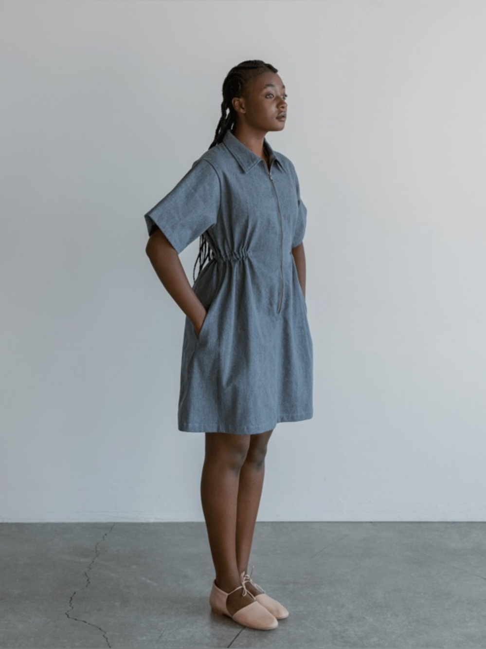 Denim Dress - Noble utility dress - Denim - Zip-Front - Casual Adult Denim dress